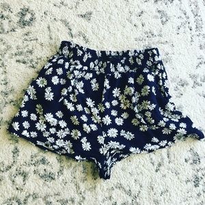 Forever 21 navy shorts with with white flowers